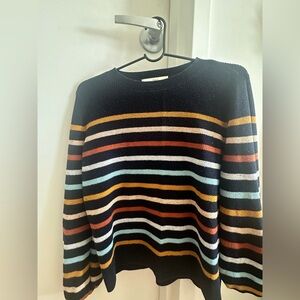 Loft Crewneck Sweater - Navy with Multi-Color Stripes